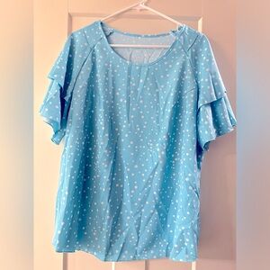 SHEIN flutter sleeve polka dot top